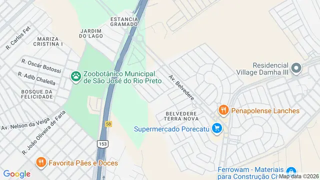 Mapa do bairro Belvedere Terra Nova, São José do Rio Preto - SP