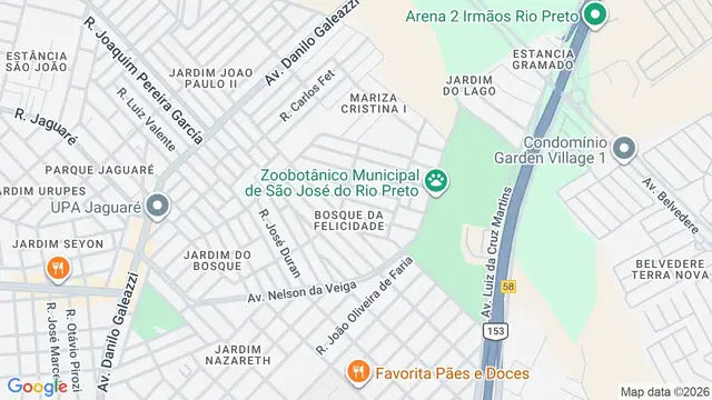Mapa do bairro Bosque da Felicidade, São José do Rio Preto - SP
