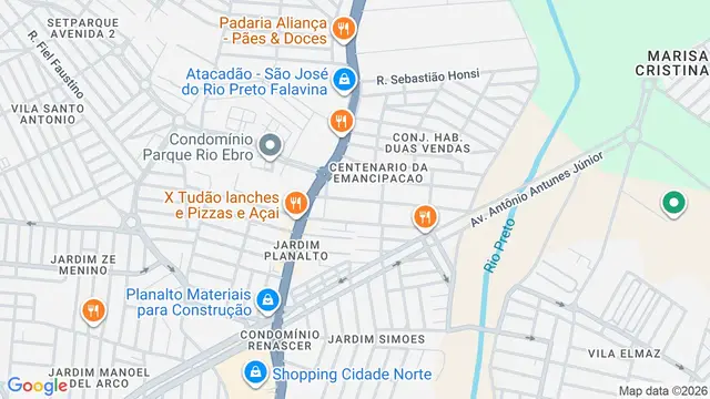 Mapa do bairro Centenário da Emancipação, São José do Rio Preto - SP