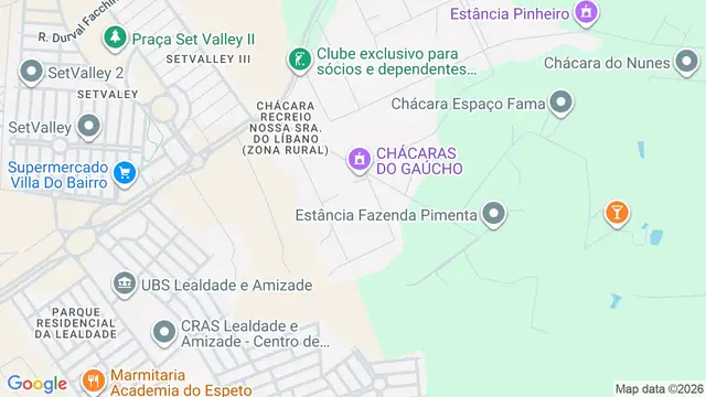 Mapa do bairro Chácara Recreio Nossa Senhora do Líbano (Zona Rural), São José do Rio Preto - SP