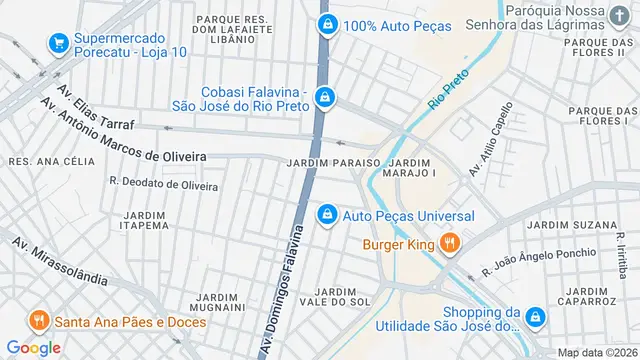 Mapa do bairro Chácaras Tranquilidade, São José do Rio Preto - SP