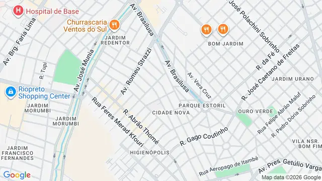 Mapa do bairro Cidade Nova, São José do Rio Preto - SP
