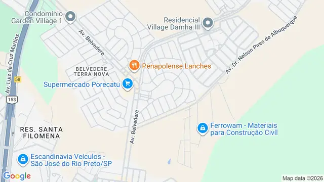 Mapa do bairro Condomínio Village Rio Preto, São José do Rio Preto - SP