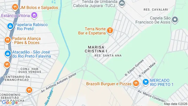 Mapa do bairro Estância Sossego (Zona Rural), São José do Rio Preto - SP