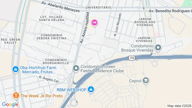 Mapa do bairro Green Fields Residence Club, São José do Rio Preto - SP