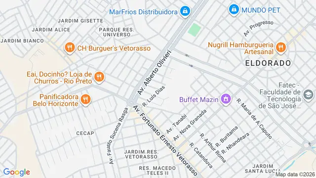 Mapa do bairro Jardim Anielli, São José do Rio Preto - SP