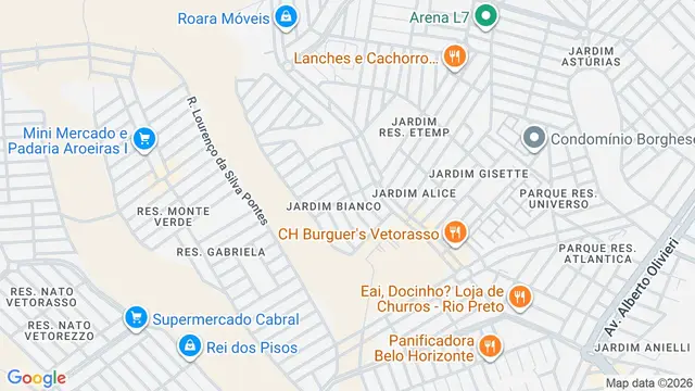 Mapa do bairro Jardim Bianco, São José do Rio Preto - SP