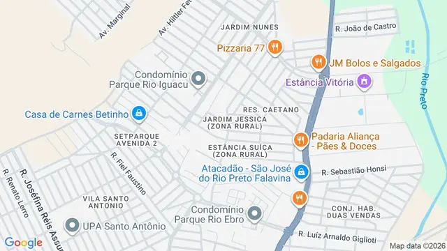 Mapa do bairro Jardim Caetano II, São José do Rio Preto - SP