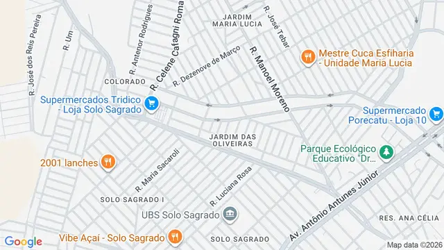 Mapa do bairro Jardim das Oliveiras, São José do Rio Preto - SP