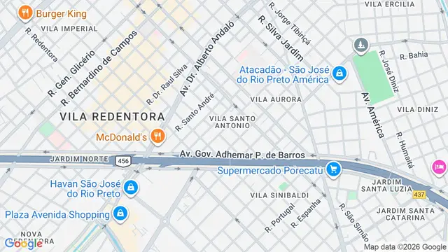 Mapa do bairro Jardim Europa, São José do Rio Preto - SP