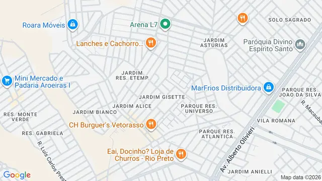 Mapa do bairro Jardim Gisette, São José do Rio Preto - SP