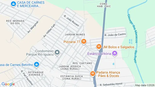 Mapa do bairro Jardim Nunes, São José do Rio Preto - SP