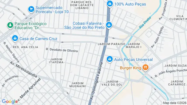 Mapa do bairro Jardim Paraíso, São José do Rio Preto - SP
