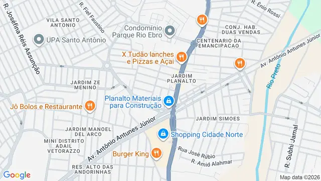 Mapa do bairro Jardim Planalto, São José do Rio Preto - SP