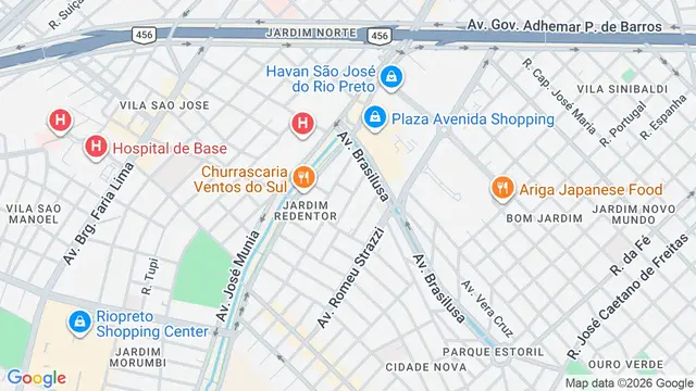 Mapa do bairro Jardim Redentor, São José do Rio Preto - SP