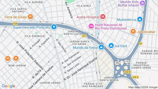 Mapa do bairro Jardim Santa Catarina, São José do Rio Preto - SP