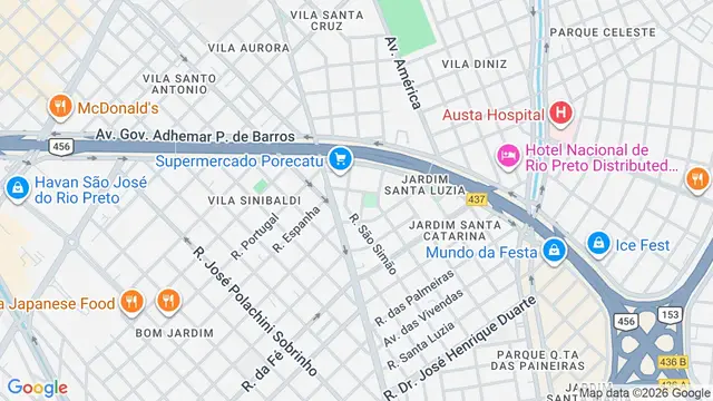 Mapa do bairro Jardim Santa Luzia, São José do Rio Preto - SP