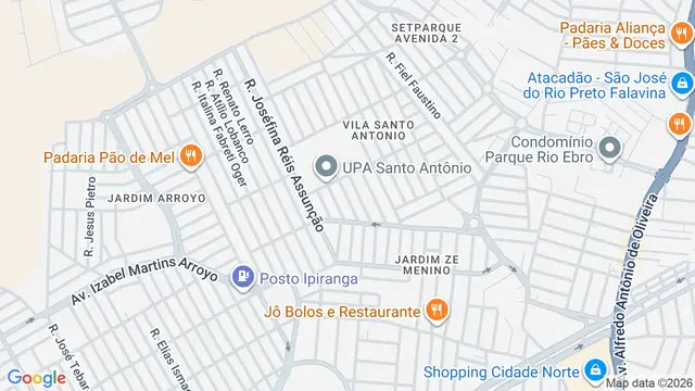 Mapa do bairro Jardim Santo Antônio, São José do Rio Preto - SP