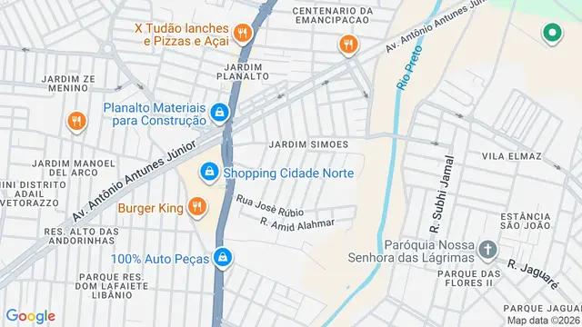 Mapa do bairro Jardim Simões, São José do Rio Preto - SP