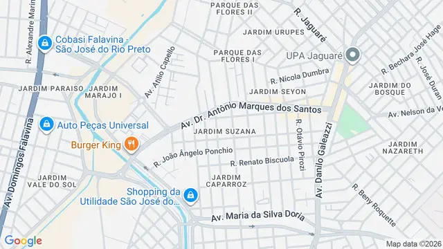 Mapa do bairro Jardim Suzana, São José do Rio Preto - SP