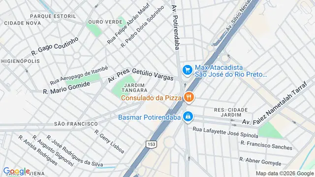 Mapa do bairro Jardim Tangará, São José do Rio Preto - SP