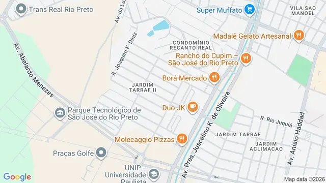 Mapa do bairro Jardim Tarraf II, São José do Rio Preto - SP