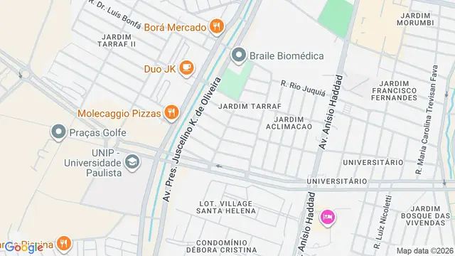 Mapa do bairro Jardim Tarraf, São José do Rio Preto - SP