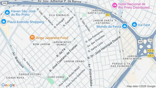 Mapa do bairro Jardim Urano, São José do Rio Preto - SP