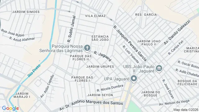 Mapa do bairro Jardim Urupês, São José do Rio Preto - SP