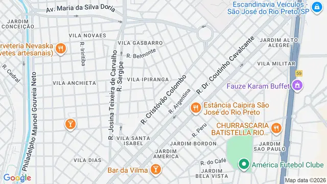 Mapa do bairro Jardim Vieira, São José do Rio Preto - SP