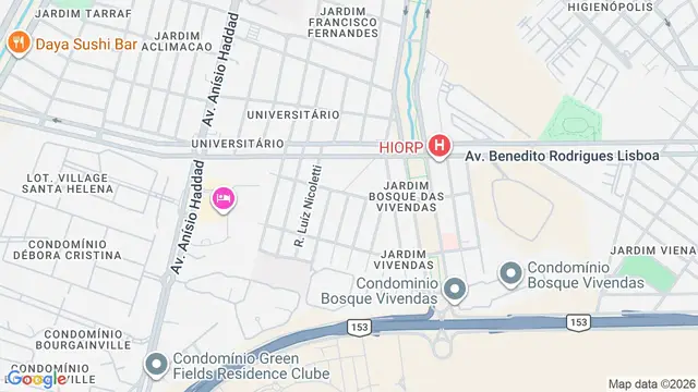 Mapa do bairro Jardim Vivendas, São José do Rio Preto - SP