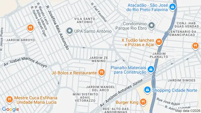Mapa do bairro Jardim Zé Menino, São José do Rio Preto - SP