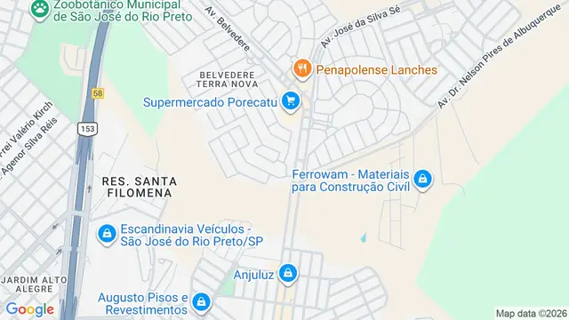 Mapa do bairro Jardins de Athenas, São José do Rio Preto - SP