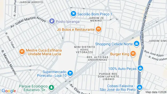 Mapa do bairro Mini Distrito Adail Vetorasso, São José do Rio Preto - SP