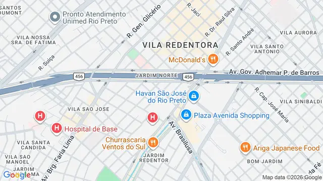 Mapa do bairro Nova Redentora, São José do Rio Preto - SP