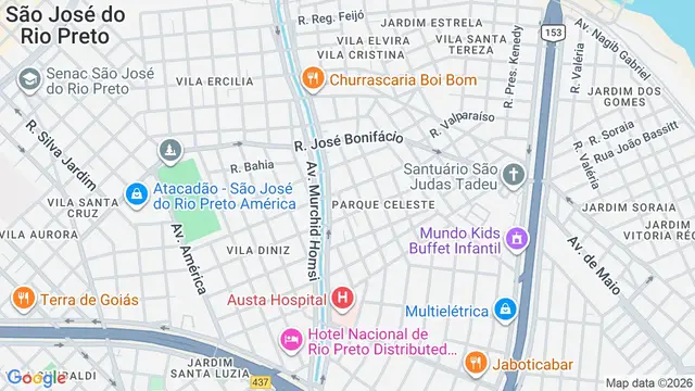 Mapa do bairro Parque Celeste, São José do Rio Preto - SP