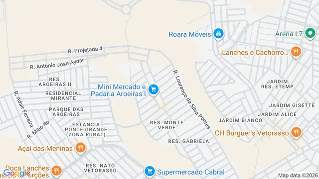 Mapa do bairro Parque das Aroeiras, São José do Rio Preto - SP