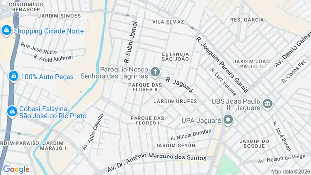 Mapa do bairro Parque das Flores I, São José do Rio Preto - SP