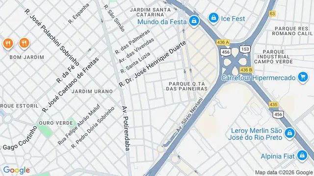Mapa do bairro Parque Quinta das Paineiras, São José do Rio Preto - SP