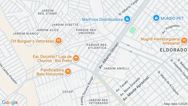 Mapa do bairro Parque Residencial Atlântica, São José do Rio Preto - SP