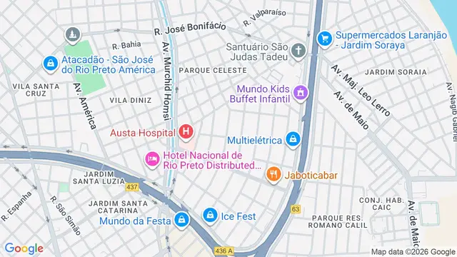 Mapa do bairro Parque Residencial Comendador Mançor Daud, São José do Rio Preto - SP