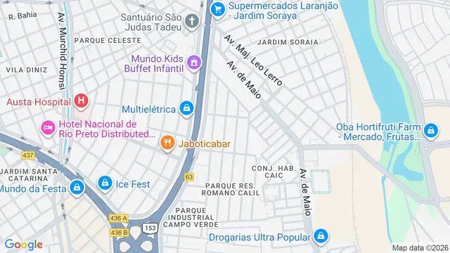 Mapa do bairro Parque Residencial Romano Calil, São José do Rio Preto - SP