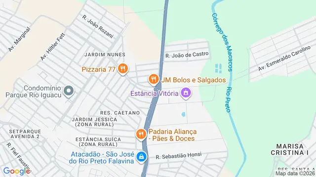 Mapa do bairro Recanto das Aves (Zona Rural), São José do Rio Preto - SP