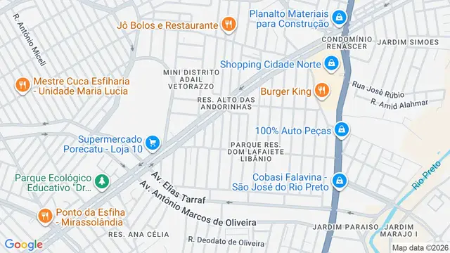 Mapa do bairro Residencial Alto das Andorinhas, São José do Rio Preto - SP