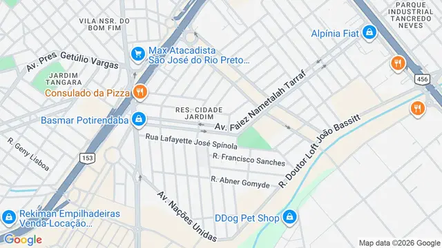 Mapa do bairro Residencial Cidade Jardim, São José do Rio Preto - SP