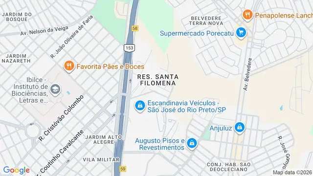 Mapa do bairro Residencial Santa Filomena, São José do Rio Preto - SP