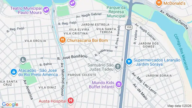 Mapa do bairro Roseiral, São José do Rio Preto - SP