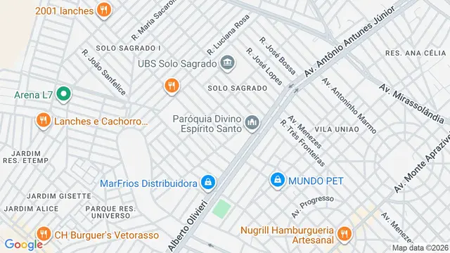 Mapa do bairro Solo Sagrado, São José do Rio Preto - SP