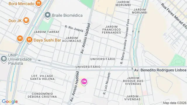 Mapa do bairro Universitário, São José do Rio Preto - SP