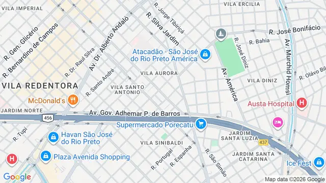 Mapa do bairro Vila Aurora, São José do Rio Preto - SP
